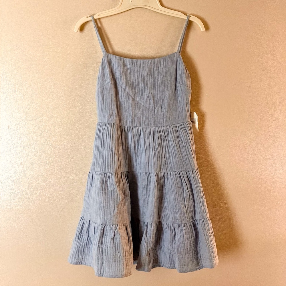 Altar'd State Light Blue/Periwinkle Textured Sun Dress